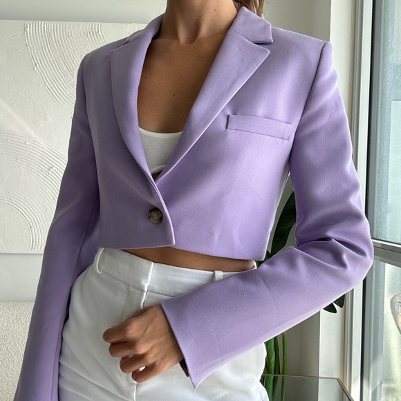 Zara Jackets & Blazers - Zara Purple Cropped Blazer